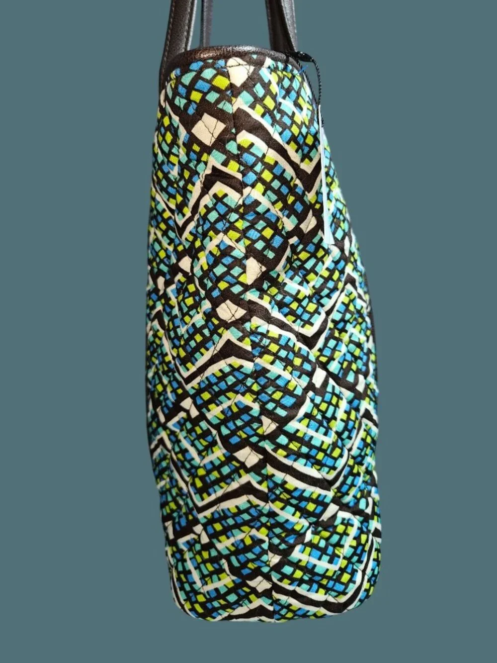 Vera Bradley Small Trimmed Vera Rain Forest Top Zip Tote Shoulder Bag - Picture 5 of 10